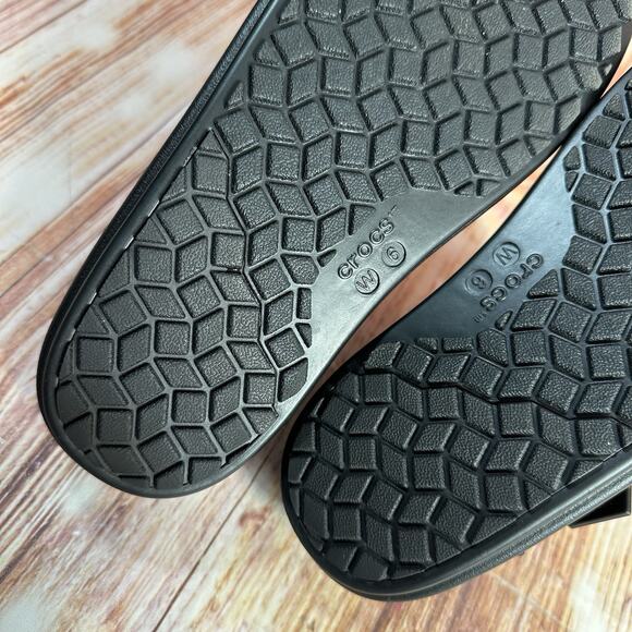 Crocs BROOKLYN LUXE Womens Size 6 Black Gladiator Wedge Sandals Open Toe Shoes - Picture 9 of 9